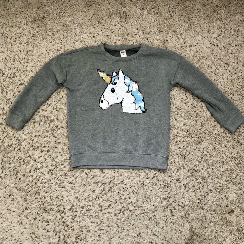 OshKosh B'gosh Gray Unicorn Sequin Sweatshirt